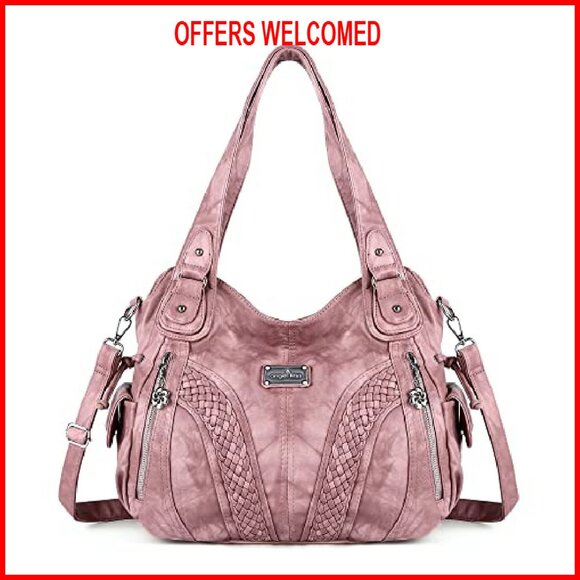 Soft Washed PU Leather Tote Bag with Adjustable Strap, Multiple Pockets - Picture 2 of 8